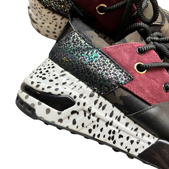 Steve Madden cliff olive patchwork Cami lace up sneaker 8.5 - Picture 3 of 7